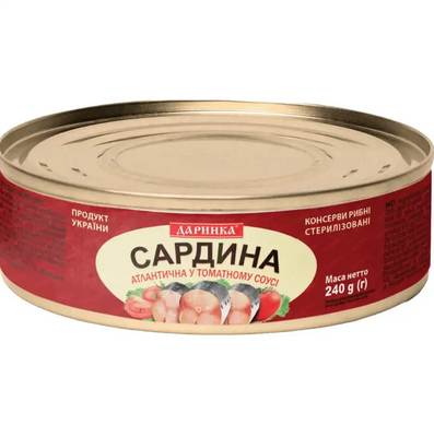 Сардина у томаті «Даринка», 240 г 01 фото
