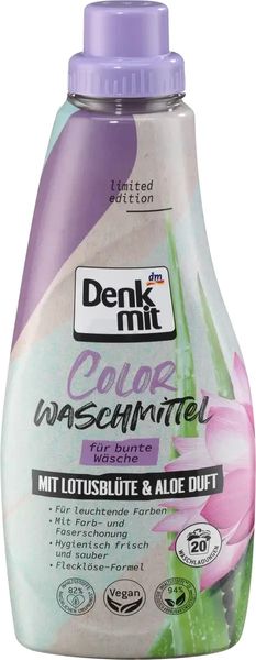 Гель для кольорової білизни, квітка лотоса алое denkmit colorwaschmittel flüssig lotusblüte aloe, 1л 207705 фото