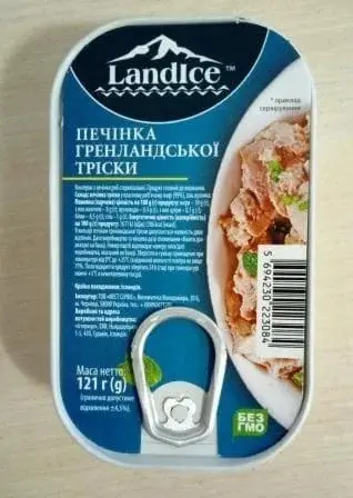 Печінка гренландської тріски Landice натуральна 121г 210000061 фото