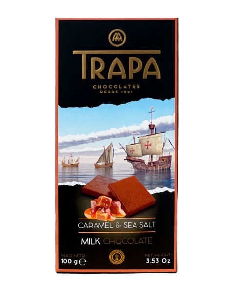 Шоколад молочний з солоною карамеллю Trapa Caramel & Sea Salt Milk Chocolate 27%, 100 г 234873 фото