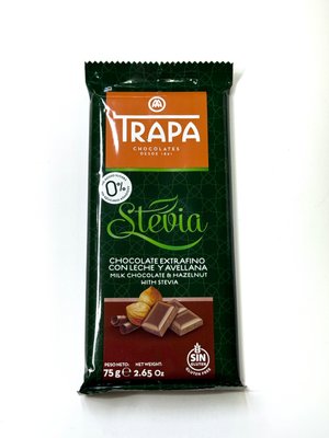 Шоколад TRAPA STEVIA молочный с фундуком (75г) copy_749 фото