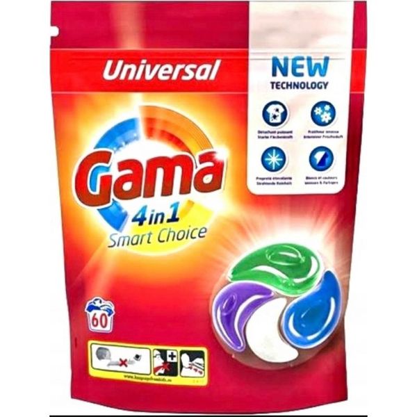 Капсулы для стирки Gama 4в1 Universal 60 шт 836728 фото