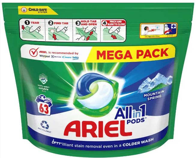 Капсулы универсальные Ariel All in 1 Pods MEGA PACK 63 шт 727534 фото